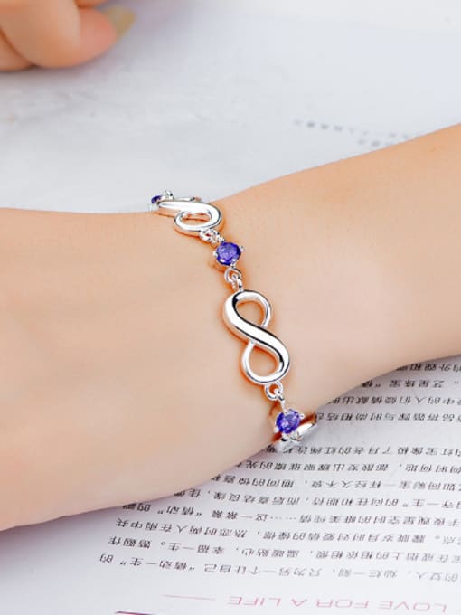 OUXI Fashion Purple Zircon Eight-shaped Bracelet 1