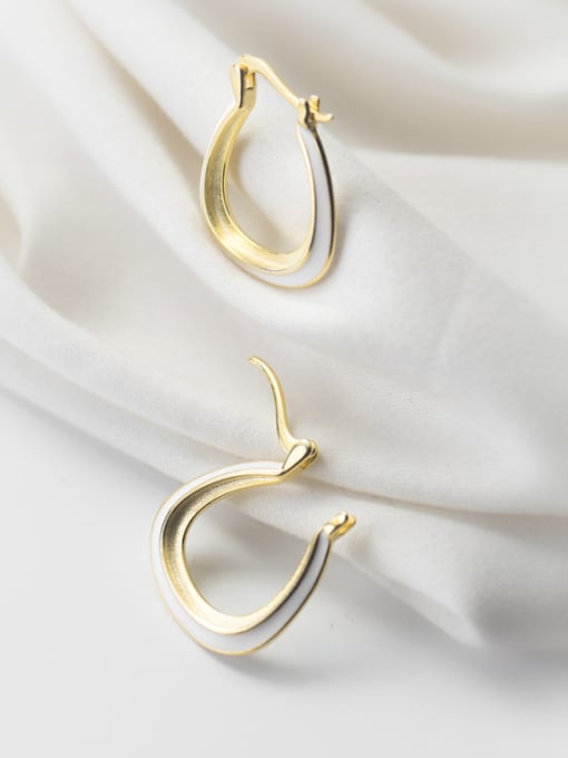 Rosh 925 Sterling Silver With 18k Gold Plated Simplistic Hollow U-shaped Clip On Earrings 0