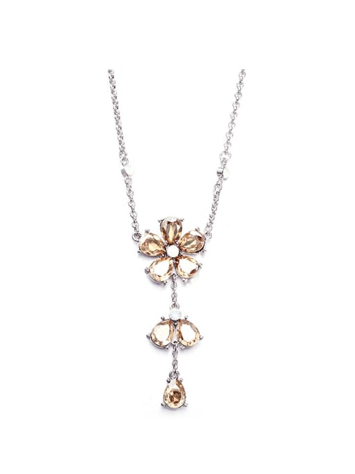 CEIDAI S925 Flower-shaped Crystal Necklace 0