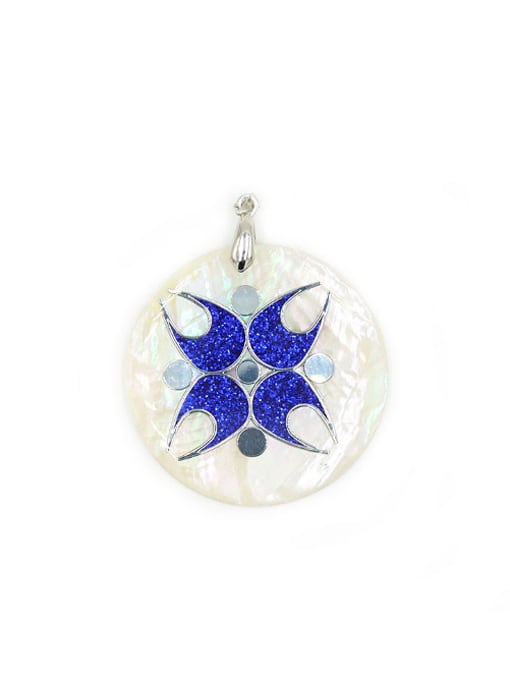 Blue Personalized Natural Crystal Round Shell Pendant