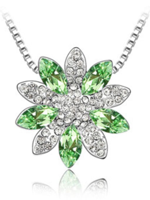 green Fashion austrian Crystals Flowery Pendant Alloy Necklace