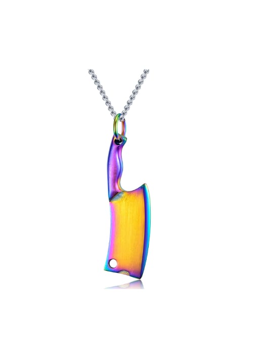 multi-color Creative Little Knife Pendant Titanium Necklace