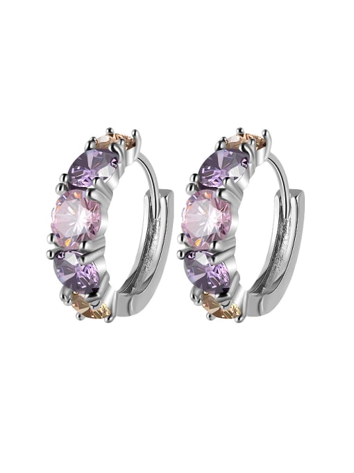 silvery Fashion Double Color Cubic Zirconias Copper Earrings