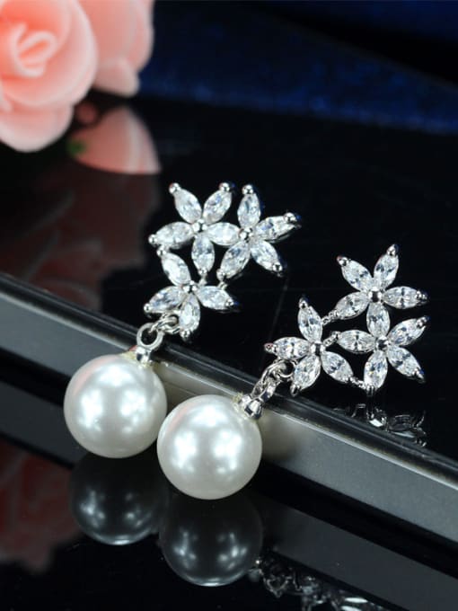 L.WIN Zircon Pearl Wedding Chandelier earring 2