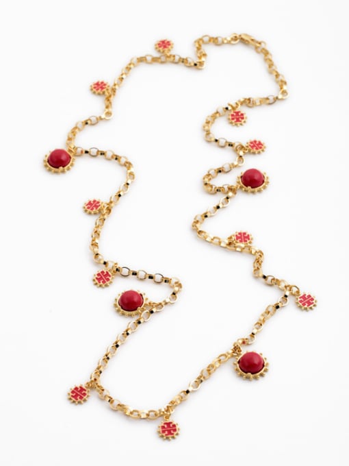 Red Simple Style Stones Women Necklace