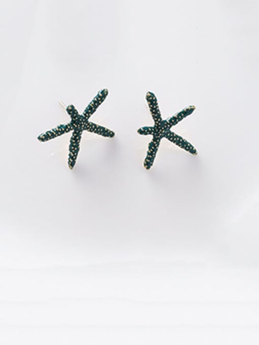 C Green Alloy With Platinum Plated Fashion Sea Star Stud Earrings
