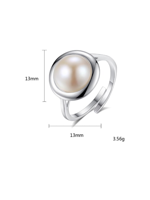 CCUI Sterling Silver 10-10.5mm natural pearls free size ring 3
