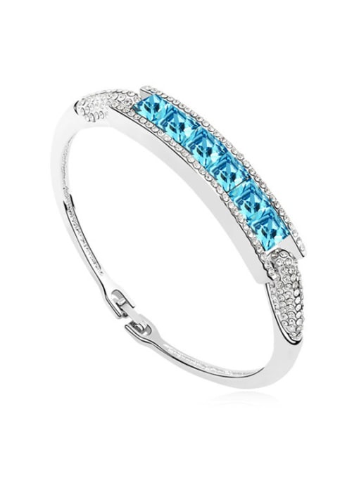 light blue Simple Square austrian Crystals-accented Alloy Bangle