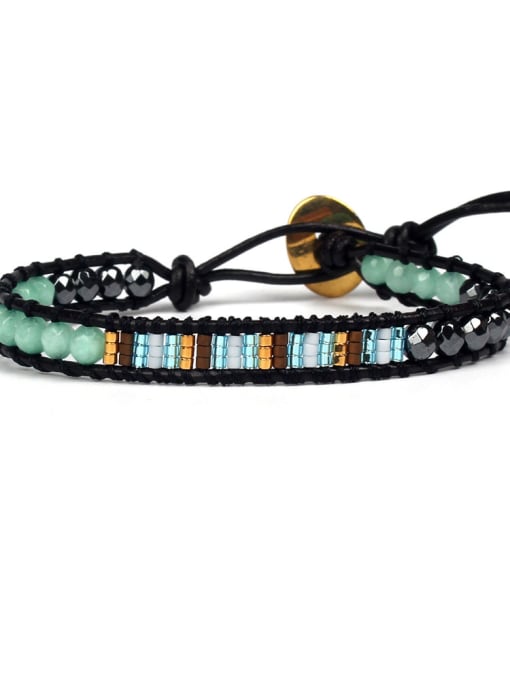 HB614-A Agate Beads Woven Rope Retro Style Bracelet