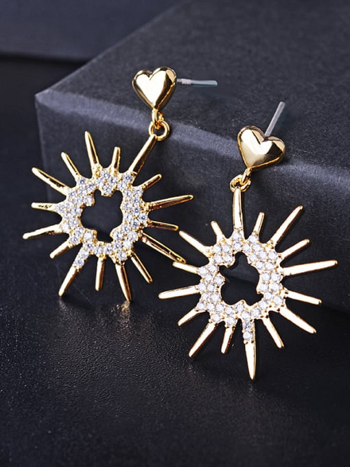 ALI New golden sunflower micro-inlay Zircon Earrings 1
