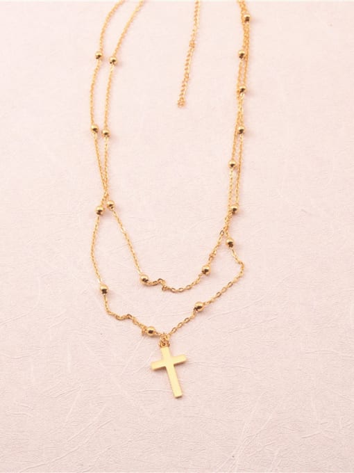 GROSE Titanium With Gold Plated Vintage Cross Multi Strand Necklaces 1