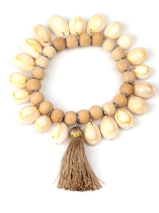 KSB1155-A Logs Wood Beads Natural Stones Conch Shell Bracelet