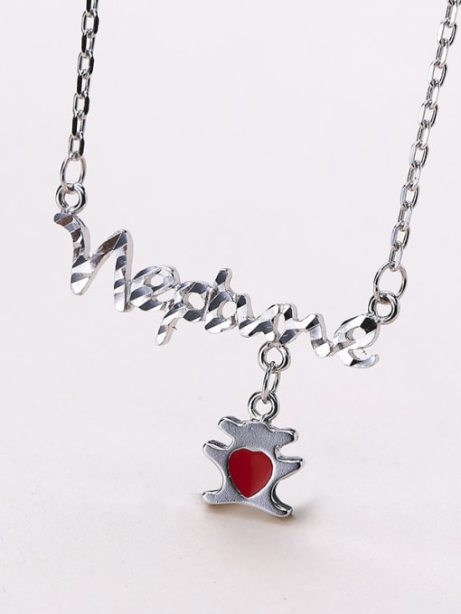 One Silver Cute Bear Necklace 3