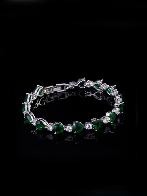 Green 18Cm Exquisite Heart-shape AAA Zircon Bracelet