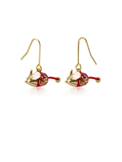 Rosh 925 Sterling Silver With Gold Plated Cute Mouse Hook Earrings