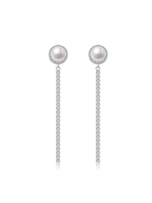 EVITA PERONI Fashion Freshwater Pearl Zircon Drop threader earring 0