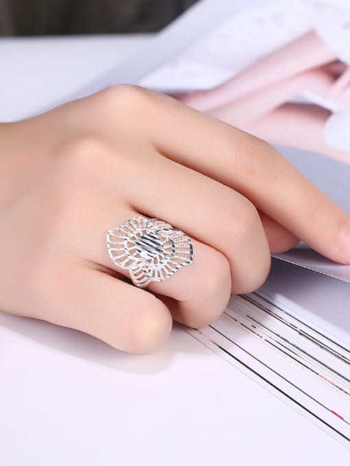 OUXI Exaggerated Hollow Silver Plated Ring 1