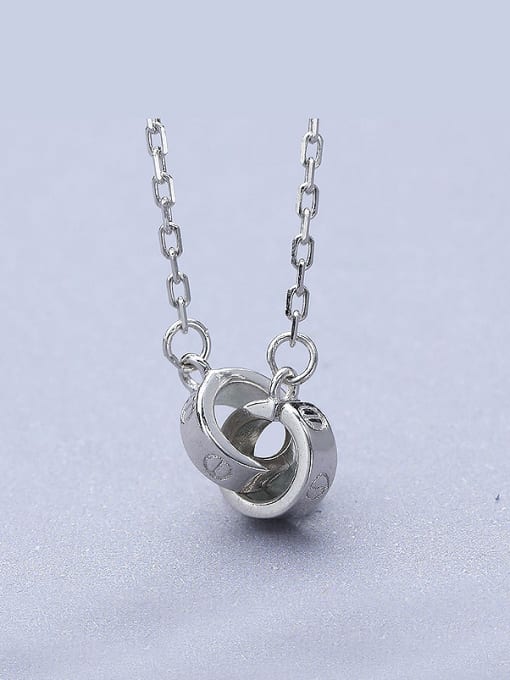 One Silver Double Ring Necklace