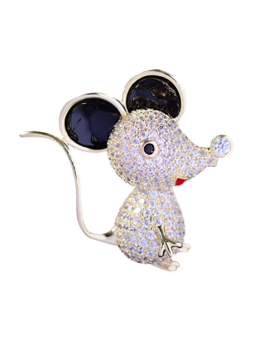 Hua Copper With  Cubic Zirconia Cute Animal Mickey Mouse Brooches 1