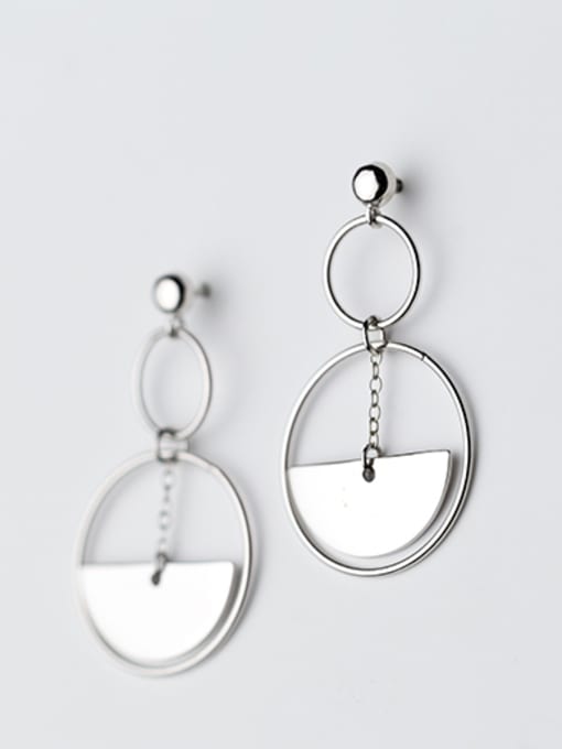 Rosh Personality Round Shaped S925 Silver Drop Earrings 1