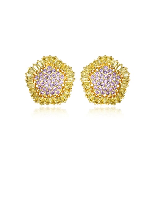 BLING SU Copper With Cubic Zirconia  Delicate Geometric Stud Earrings