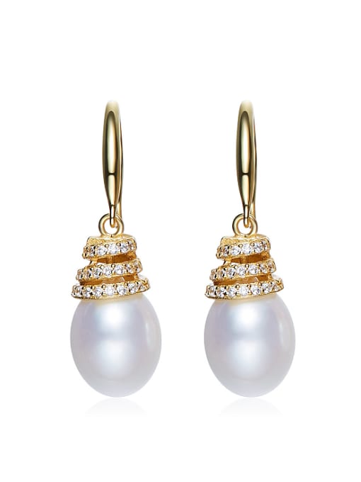 White Elegant Freshwater Pearl Cubic Zirconias 925 Silver Earrings