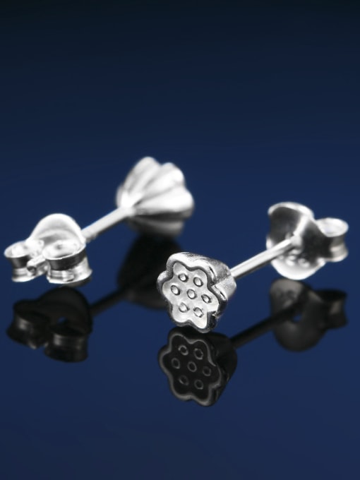 ZK Tiny Lotus Flower 925 Sterling Silver Stud Earrings 0