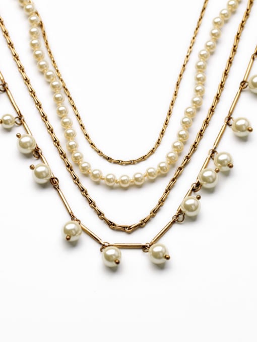 KM Exquisite Multi- layer Aritificial Pearl  Alloy Necklace 2