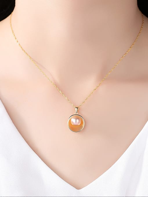 CCUI 925 Sterling Silver With  Artificial Pearl  Simplistic Oval Necklaces 1