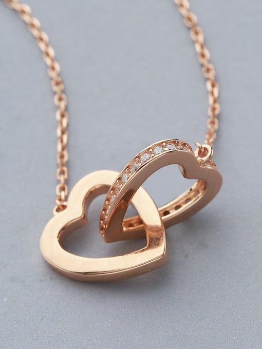 Rose Gold Double Heart Zircon Necklace