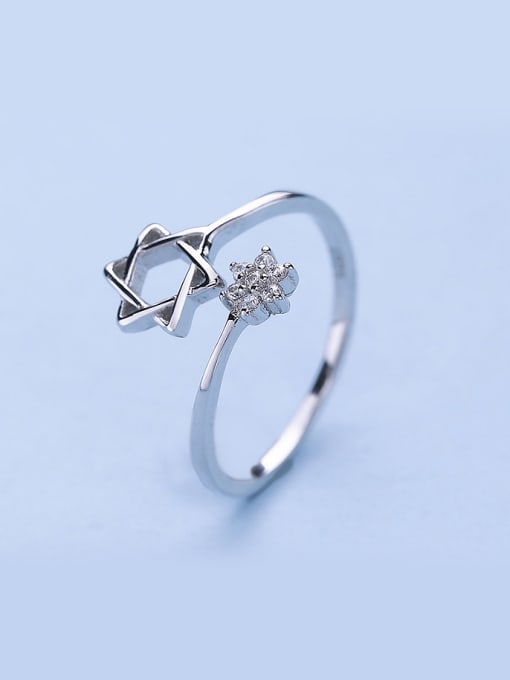 One Silver Charming Star Shaped Zircon Ring