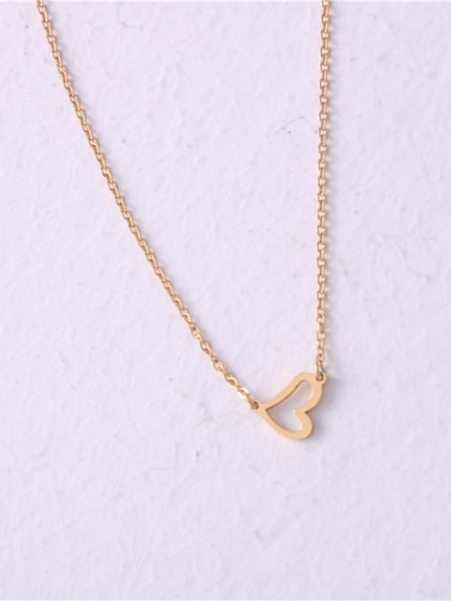GROSE Titanium With Gold Plated Simplistic Smooth Heart Necklaces 2