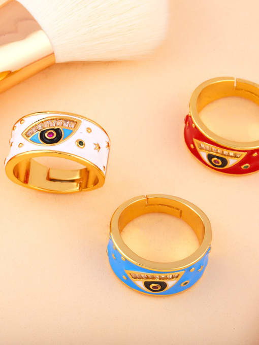 CC Copper With Color Enamel Fashion Evil Eye Free size Rings 3