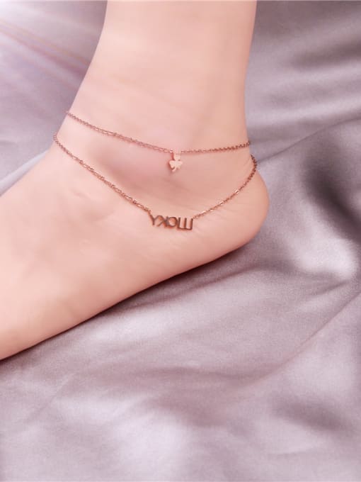 GROSE Korean Fashion Temperament Double Chain Anklet 1