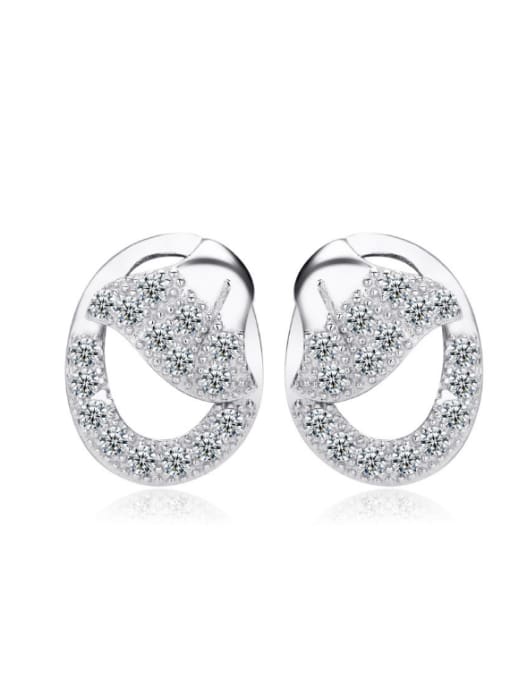 kwan Creative Gift Woman Silver Stud Earrings with Zircons 0