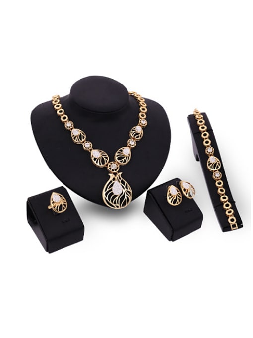 BESTIE Alloy Imitation-gold Plated Vintage style Rhinestones Water Drop shaped Four Pieces Jewelry Set 0