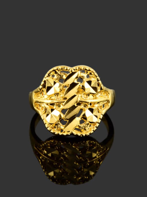 Yi Heng Da Vintage Hollow Flower Shaped 24K Gold Plated Wedding Ring 1