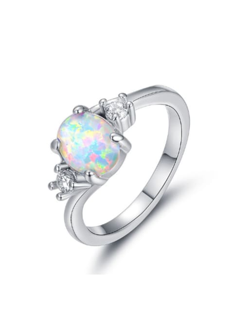 UNIENO Natural Opal White Gold Plated Women Ring 0