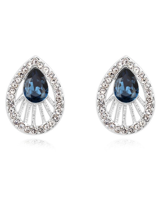 royal blue Fashion austrian Crystals Water Drop Alloy Stud Earrings