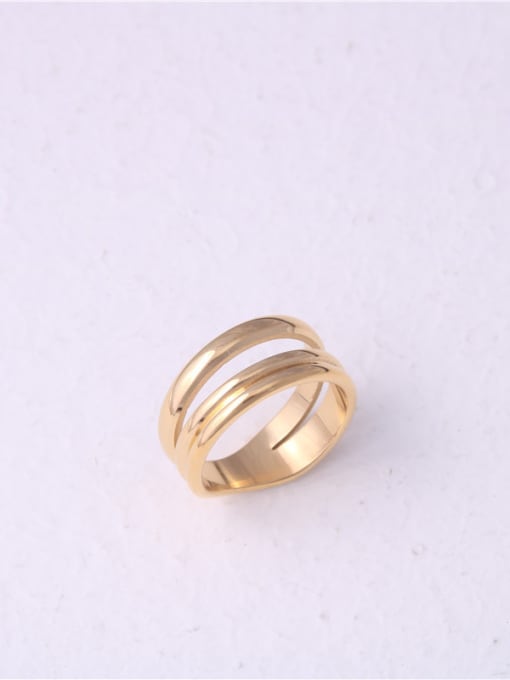 GROSE Titanium With Gold Plated Simplistic Smooth Round Band Rings 4