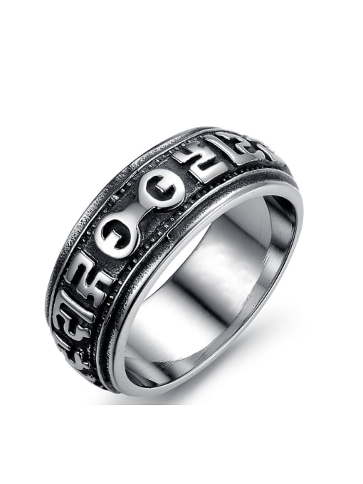 Open Sky Punk style Black Titanium Men Ring 0