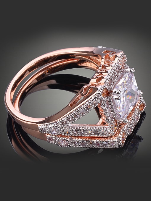 Wei Jia Fashion Rose Gold Plated White Zircon Copper Ring 1