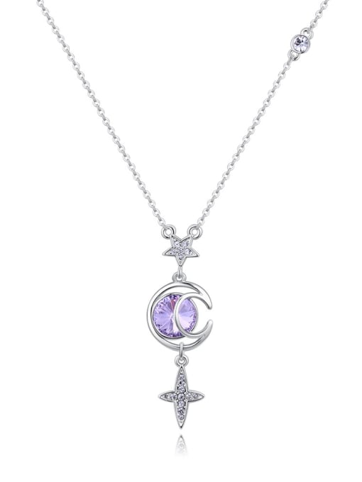 purple Simple Stars Cubic austrian Crystal Pendant Alloy Necklace