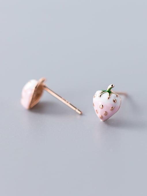 Rosh 925 Sterling Silver With Rose Gold Plated Cute Friut Strawberry Stud Earrings 2
