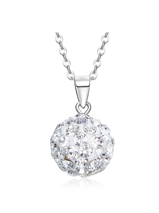 CEIDAI Fashion Cubic Zirconias-covered Bead Pendant 925 Silver Necklace