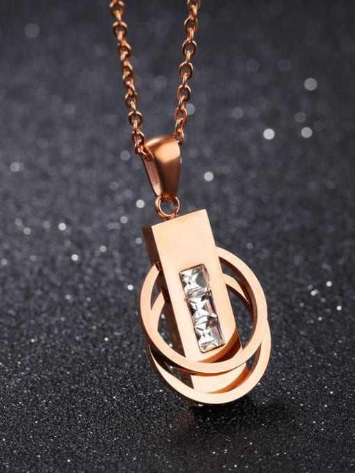 Open Sky Stainless Steel With Rose Gold Plated Fashion Double ring buckle Necklaces 2