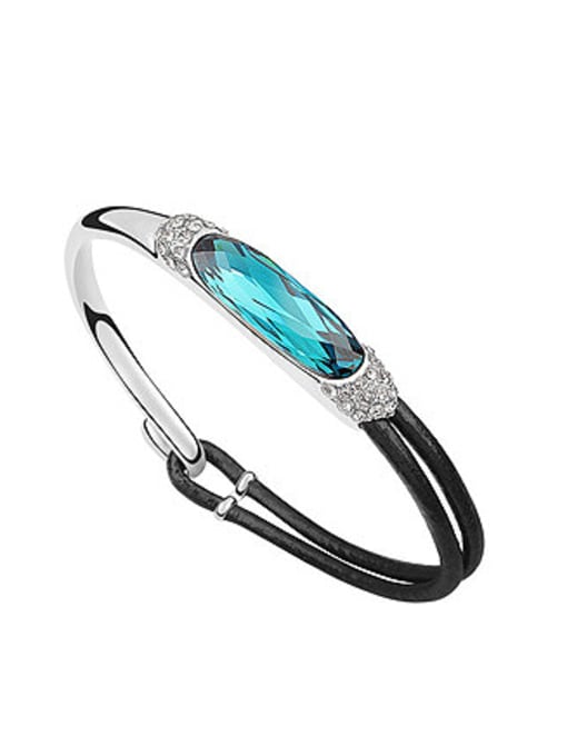 5 Fashion Oval austrian Crystal Alloy Artificial Leather Bracelet