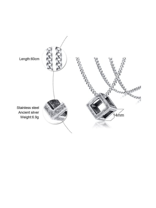 CONG Stainless Steel With Platinum Plated Simplistic Hollow Square Necklaces 4