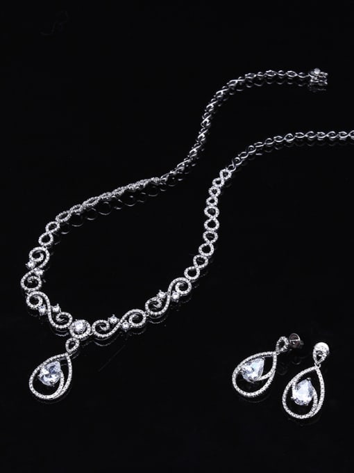 Necklace Earrings Luxury Two Pieces Jewelry Fashion Wedding Accessories Suit