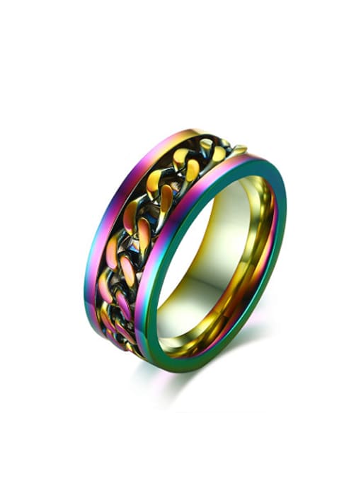 CONG Multi-color Plated Geometric Shaped Titanium Men Ring 0